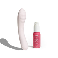 Set con vibratore silicone nude Double Trouble e lubrificante intimo naturale Liio
