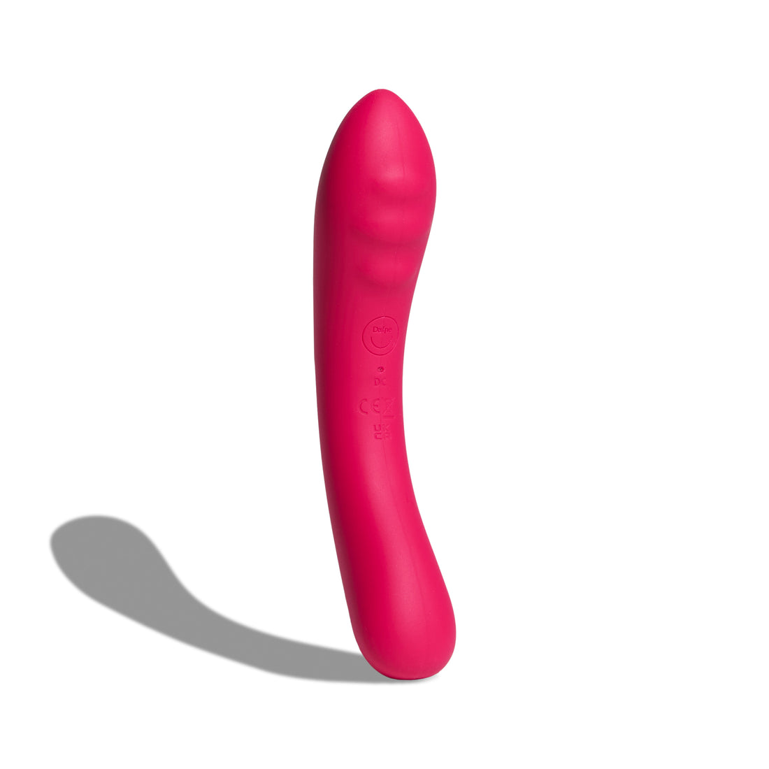 Vibratore multiuso Double Trouble rosso in silicone, con forma ergonomica e dettagli scanalati, su sfondo bianco
