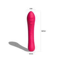 Vibratore multiuso Double Trouble rosso con dettagli sulle dimensioni