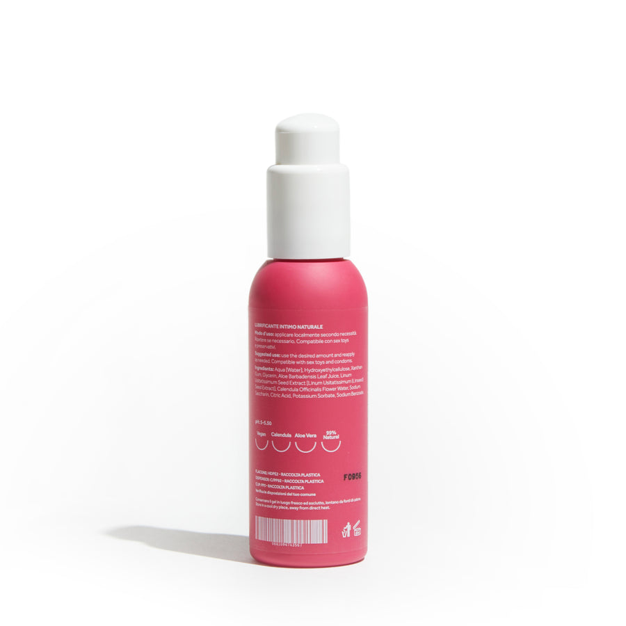 Lubrificante Doride Dafne a base d'acqua, flacone visto dal retro con etichetta ingredienti su sfondo bianco