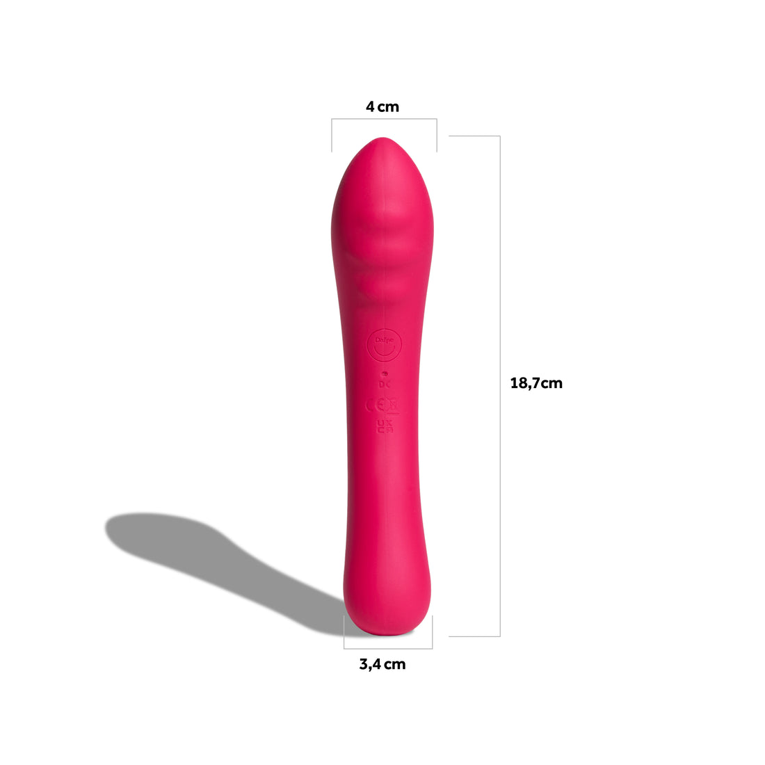 Vibratore multiuso Double Trouble rosso con dettagli sulle dimensioni 